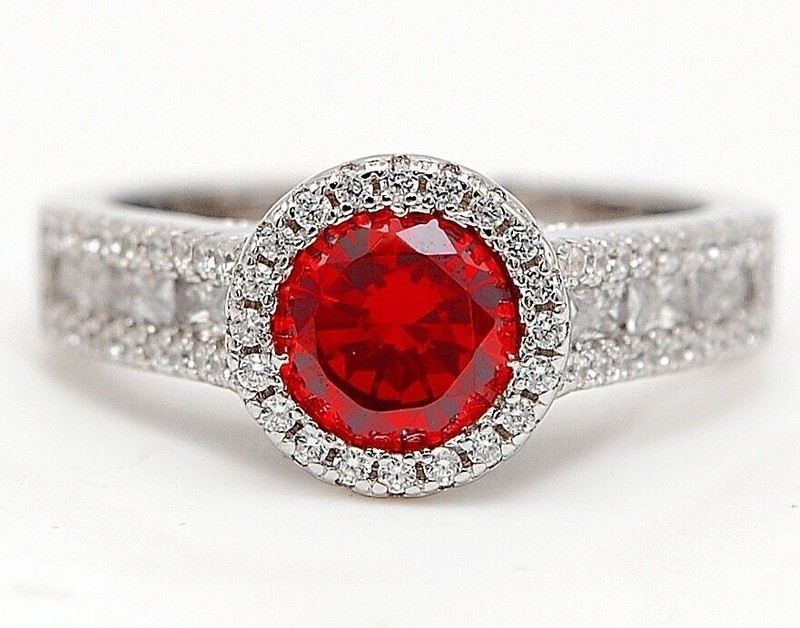  1CT Fire Garnet 925 Solid Sterling Silver Ring Jewelry Sz 8 U3-5
