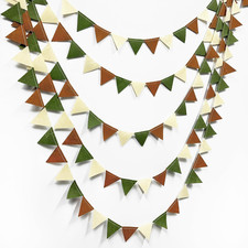 Jungle Party Decoration Sage Green Brown Beige Felt Hanging Triangle Mini Buntin