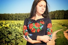 Vyshyvanka Traditional Embroidered Women Ukrainian blouse Ethnic Size XXL black