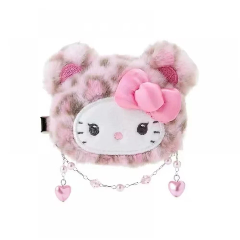 Sanrio Hello Kitty Leopard Plush Gal Pal Beaded Hair Clips Kawaii Cinnamoroll - Image 4 of 4
