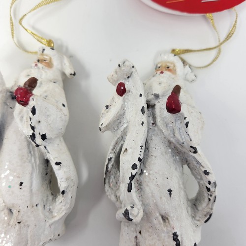 Set of 3 White Santa Christmas ornaments farmhouse 4.5" resin - 第 2/3 張圖片