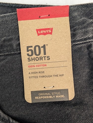 Levi's 501 Womens Shorts 34 Black Denim Cut Off High Rise Distressed Pockets NWT - Picture 2 of 15