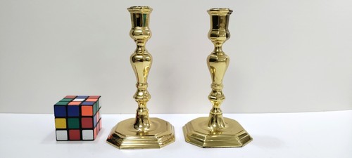 Pair of Baldwin Candle holder square with canted corners base 8" high - Picture 1 of 8