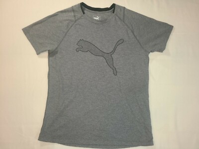 Puma Men's Small T-Shirt Large Puma Cat Logo Short Sleeve Gray