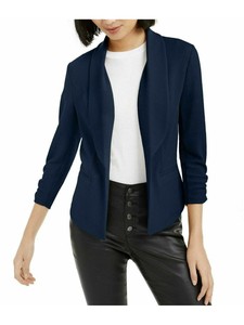navy ruched sleeve jacket