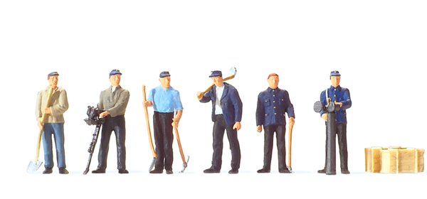 Preiser 10602 Stehende Gleisbauarbeiter 6 Figuren H0 1:87 Handbemalt Neu-image