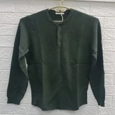 New Marine Layer Henley Long Sleeve Olive Size Medium