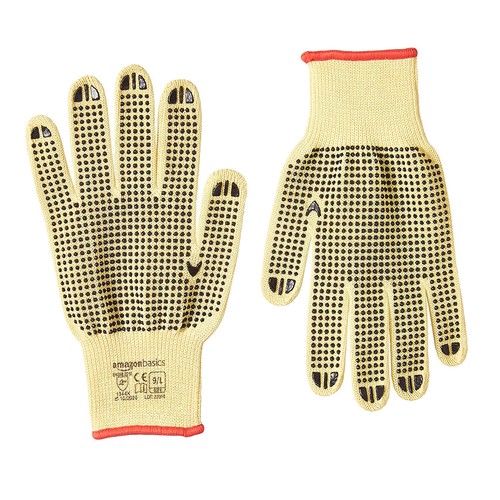Cut-Resistant Work Gloves Cut Level 3 Plastic Dots Coated Size 9 Large 6 Pack - Picture 5 of 6