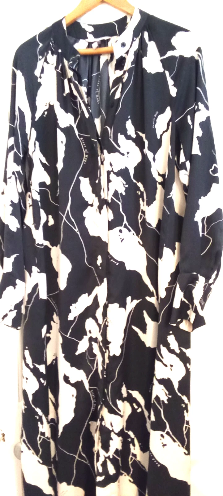 OFF WHITE Abito Camicia H&M Taglia XS Lungo Stampa Mappa Off Bianco E Nero 12 14