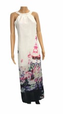Clasic Fashion Summer Dress Sleeveless White & Multicolor Size XL.