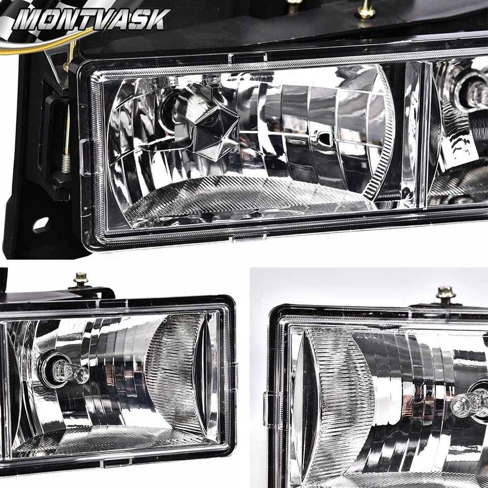 Fit For 1988-1998 Chevy Gmc C10 C/K Truck Headlights Lamps Chrome + Bulbs - Изображение 4 из 4