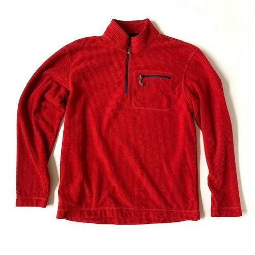 Orvis Men M Red Waffle Fleece 1/4 Zip 