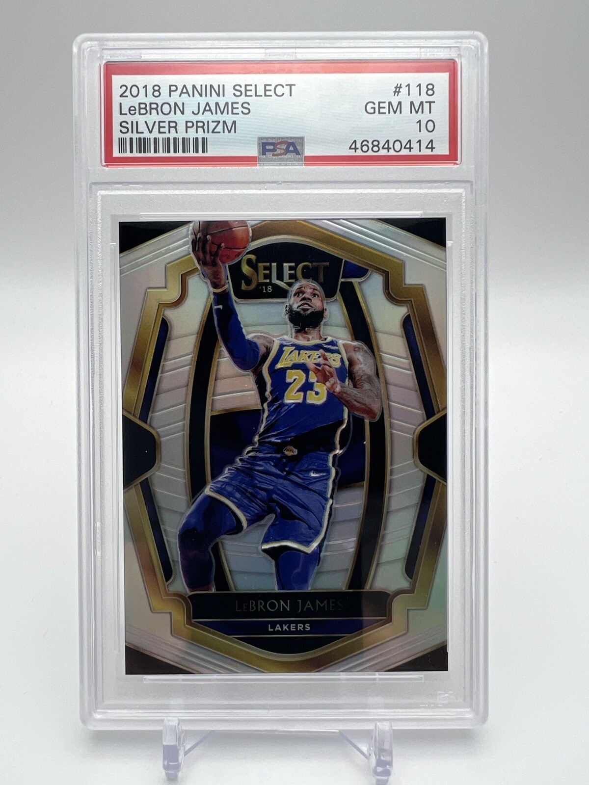 LEBRON JAMES PSA 10 2018 PANINI SELECT BASKETBALL #118 SILVER PRIZM GEM 1657