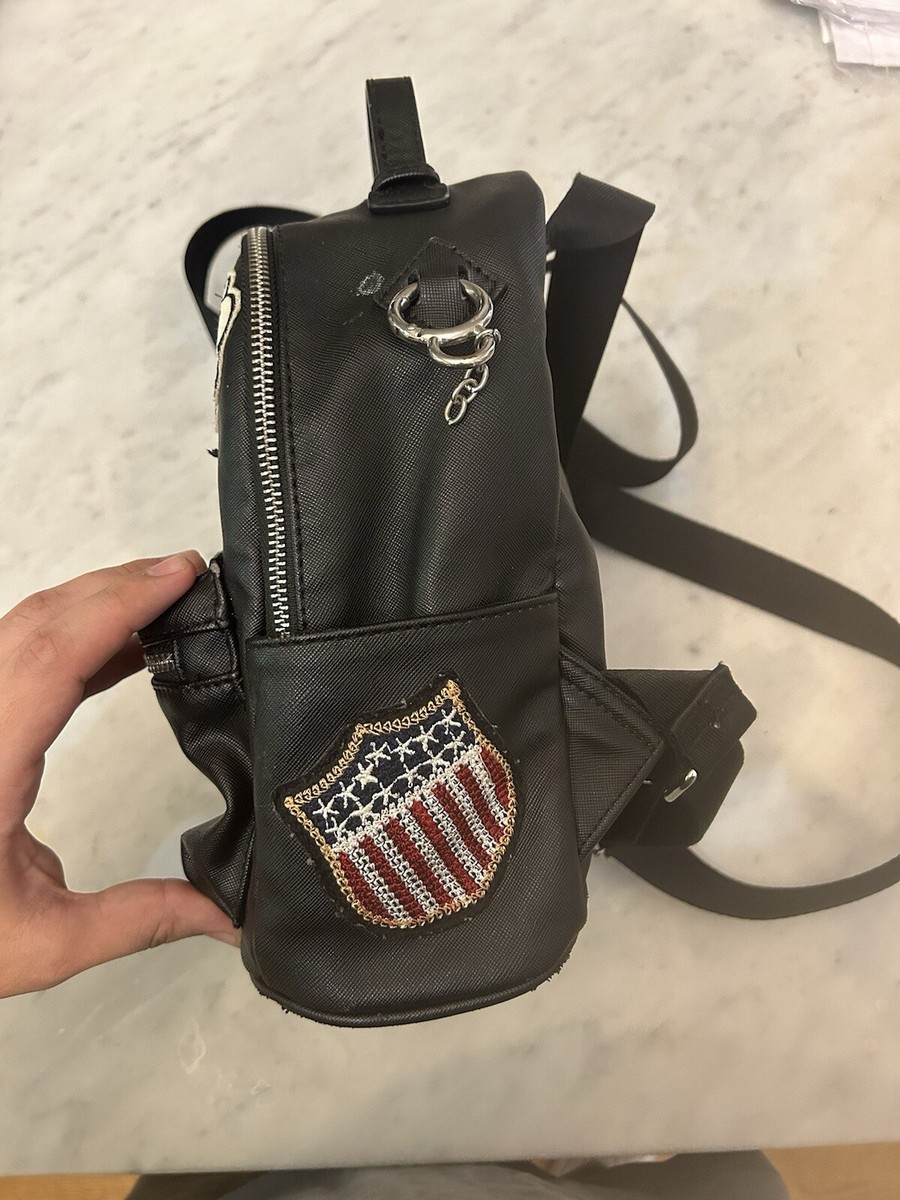 Dream Control Retro Patchwork Mini Backpack In Black Dream Control OD Balck faux leather Mini Backpack Patches | eBay main image 3