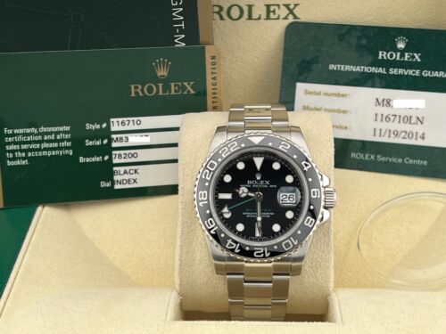 Rolex GMT Master II 116710 Black Ceramic Stainless Steel Box Paper Service Card