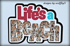 CRAFTECAFE BEACH TITLE paper piecing premade scrapbook page diecut piece WOLFFEY