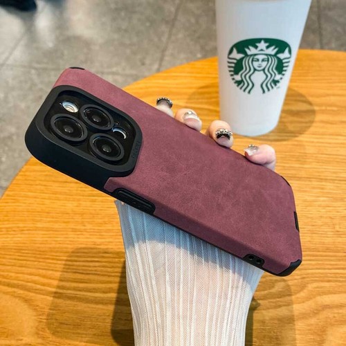 Luxury Matte Soft Leather Phone Case - Lens Protection Shockproof Silicone Cover - Picture 9 of 13