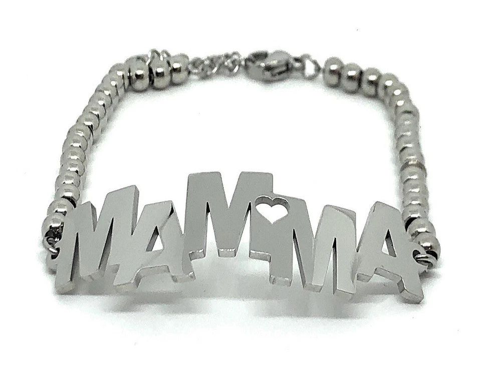 Bracciale Braccialetto Famiglia in Acciaio Mamma + Papà + Figli 12-combinazioni - Immagine 2 di 2