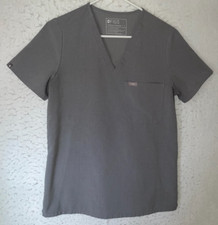 FIGS Catarina One-Pocket Scrub Top Womens sz S Gray Short Sleeve V-Neck PO 2153