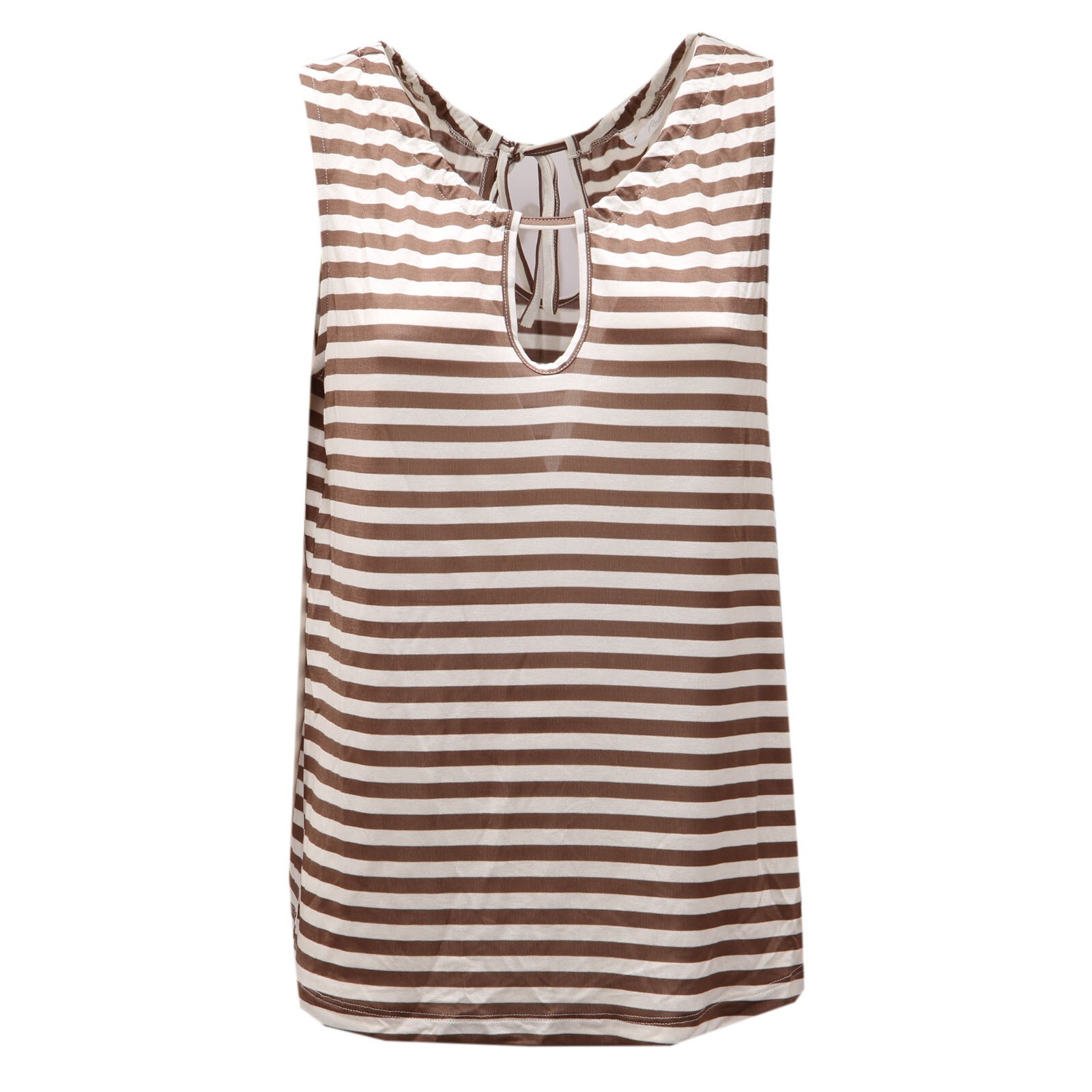 3450AE футболка canotta top donna BREBIS NOIR off white/коричневая женская