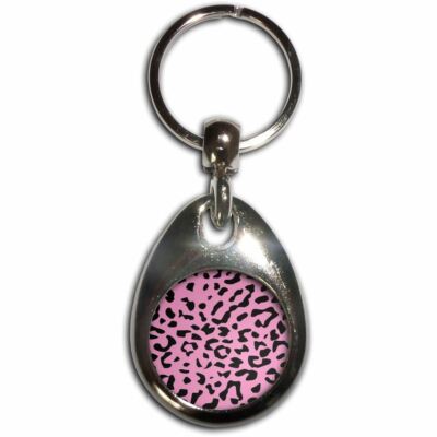 Pink Leopard Print Tear Drop Metal Key Ring (43mm x 33mm) | eBay UK