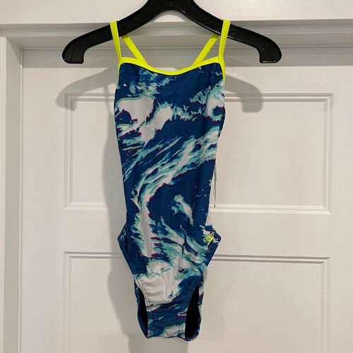 NWT Speedo Women's Royal Blue Cyclone Swirl Flyback One-Piece, Size 8 - Picture 2 of 6