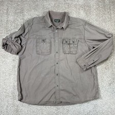 Eddie Bauer Outfitter Men  s Twill Shirt Long Sleeve XXL Button Up Brown Cotton