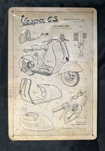 VESPA Roller GS - 1955 - Retro Blechschild - 30x20 cm - erhaben geprägt - OVP