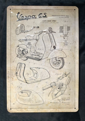 VESPA Roller GS - 1955 - Retro Blechschild - 30x20 cm - erhaben geprägt - OVP - Bild 1 von 4