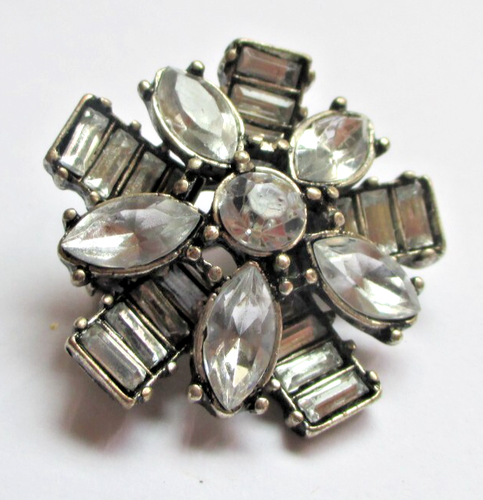 Broche Vintage Strass Cristaux Argenté - Référence 4144, Sans Marque, Occasion