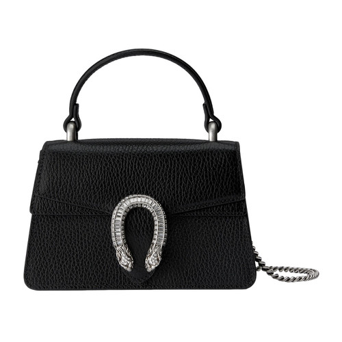GUCCI Dionysus Mini $2250 Black Leather Top Handle Bag New & Authentic
