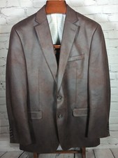 Ralph Lauren 2 Button Jacket Blazer Brown Solid Size 42L Faux Leather