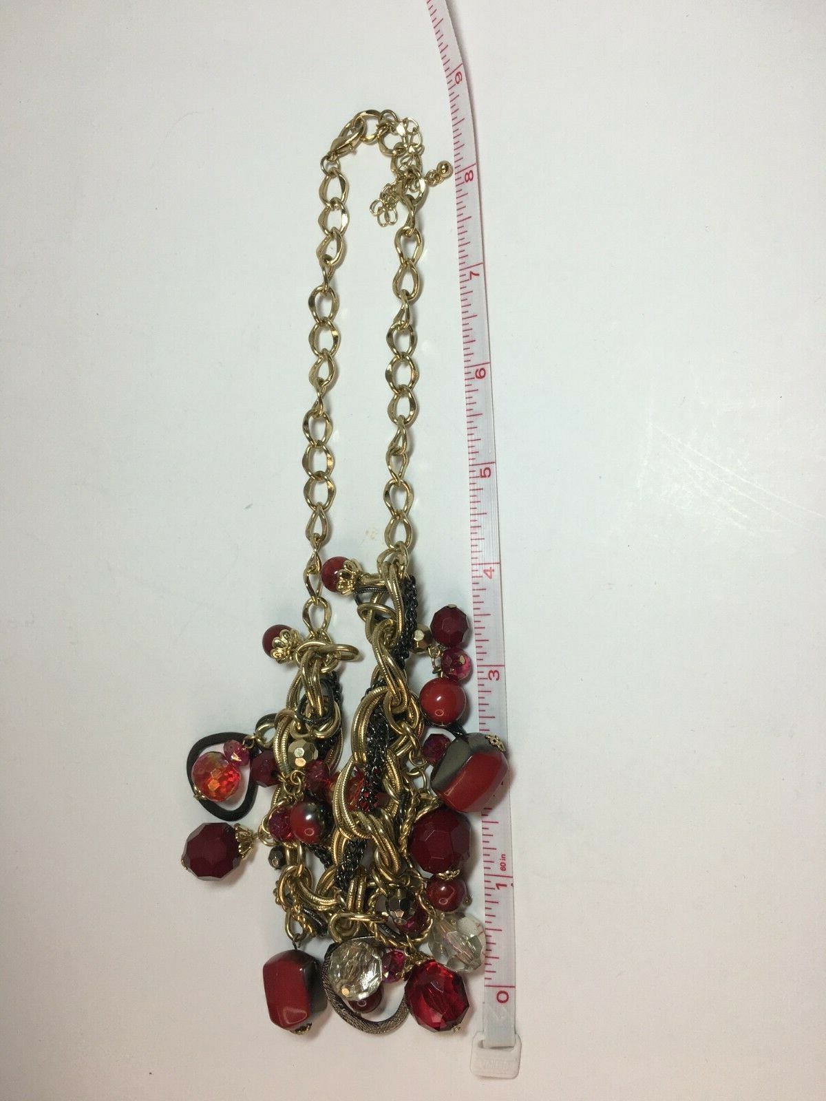 Stylish Dangle Necklace Statement Piece Black Red… - image 6