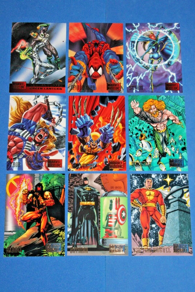 1995 FLEER MARVEL VS DC BASE 100 CARD SET WOLVERINE AVENGERS BATMAN + BALLOT - Image 3 of 4