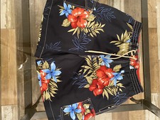 Caribbean Palms Swimwear Mens Sz Med Floral Print Swim Shorts