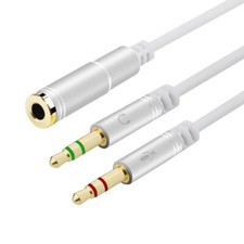 Headphone Splitter 3.5mm Female to 2 Dual 3.5mm Male Headphone Mic Audio Adapter