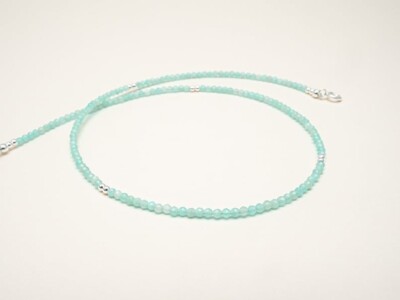 A++ Natural Amazonite Faceted Round Gemstone Beads Handmade Women Necklaces 18''