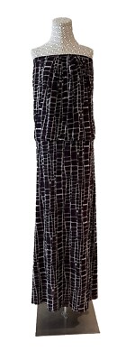 Sweet Pea by Stacy Frati Off Shoulder Maxi Dress Geometric M Perfect Condition