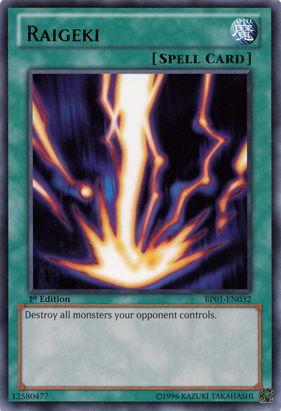 Raigeki BP01-EN032 YuGiOh Battle Pack: Epic Dawn trading card — raw and PSA graded price guide