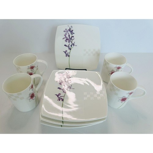 4 Mikasa Botanical Fancy Salad Plate 3722279 + 4 Cups - Picture 3 of 7