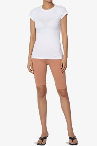 TheMogan S~3X Stretch Cotton Span High Waist Above Knee Bermuda Shorts Leggings - Picture 129 of 237