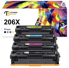 Toner Bank 206X Toner Cartridges 4 Pack Compatible Replacement for HP Color
