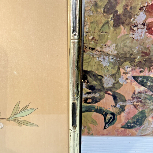 Vintage Chinese silk painting framed, Bird on flower branches, 50cm x 26cm - Picture 5 of 12