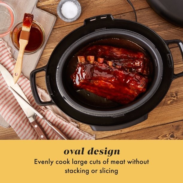 Crock-Pot 7-Quart Manual Slow Cooker capacity serves 8+ people, Black