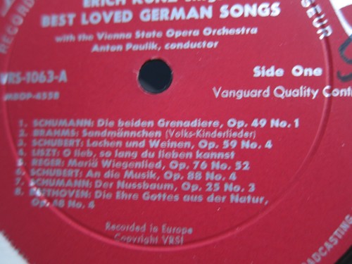 Best Loved German Songs - Erich Kunz - Vanguard 1968 - Picture 4 of 4
