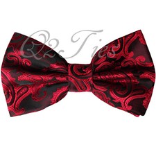 BLACK RED 100 Microfiber Paisley Pre-tied Bow tie Wedding Formal Party Prom