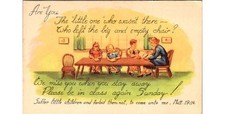 1950s Sunday School Absentee Postcard-Empty Chair-Religious Ed Ephemera-USA Made