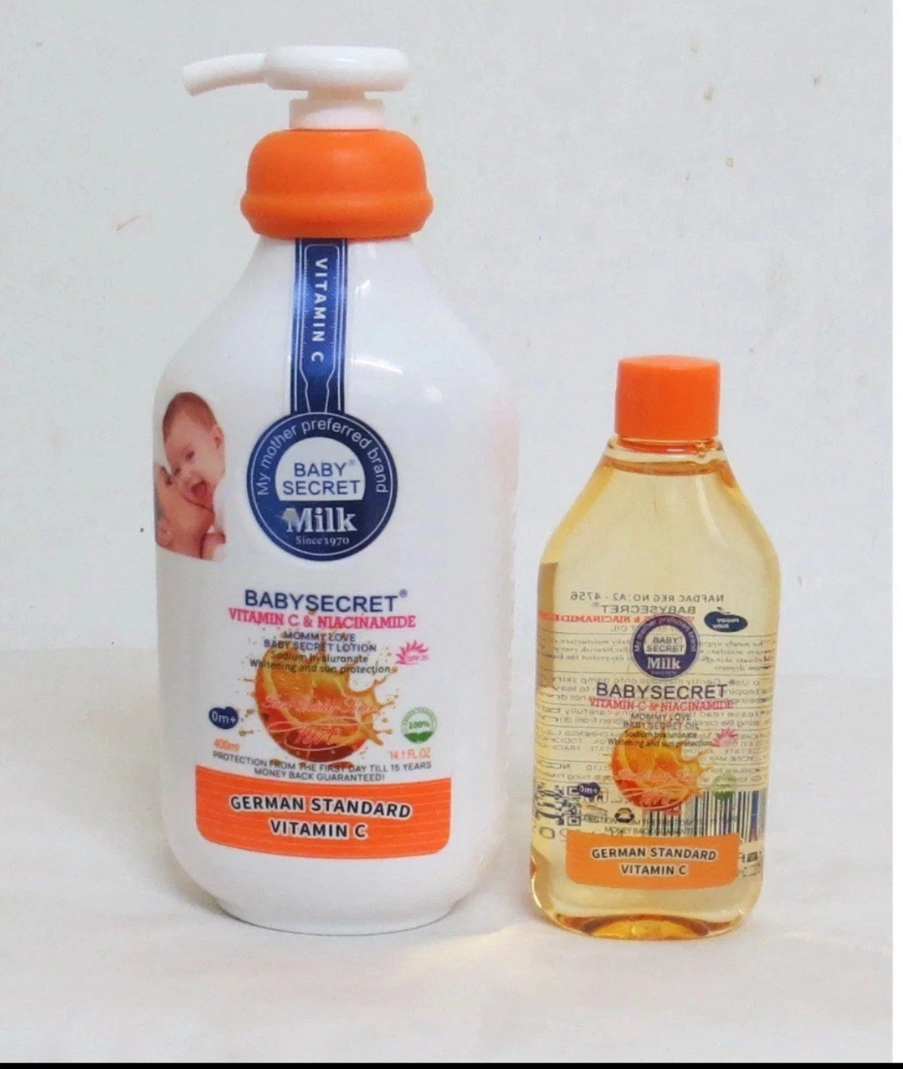 Baby Secret Vitamin C & Niacinamide Lotion 400ml + Oil 120ml - 2pcs Set
Opens in a new window or tab