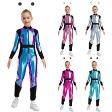 Girls Bodysuit Space Jumpsuit High Waist Outfits Carnival Costume Long Sleeves