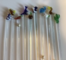 10 Glass Swizzle Sticks. Hand Crafted